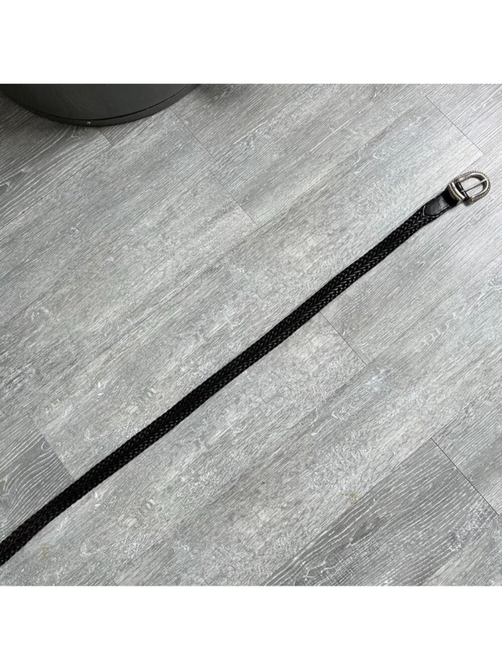 Black / Silver Vintage 90’s Braided Leather Belt W/ Western Style Buckle